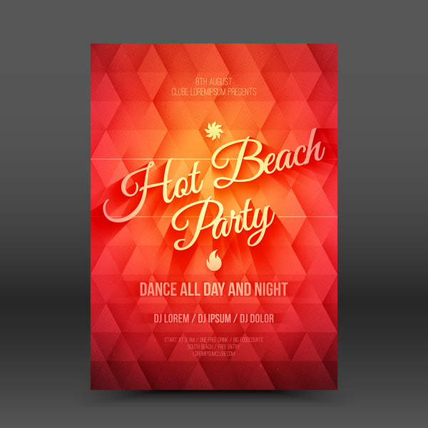 Hot beach party flyer template vector 01  
