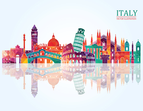 Italy travel background art vector 01  