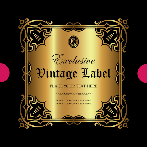 Luxury ornamental gold label vector set 07  
