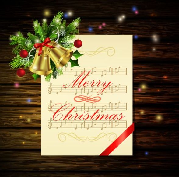 С Рождеством Христовым поздравительные открытки с дерева фон вектор 09  