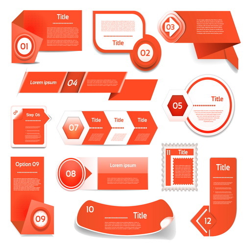 Orange red business website banners vecto  