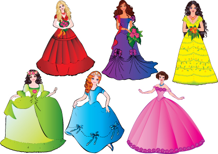 Different Princess design elements vector graphic 01  