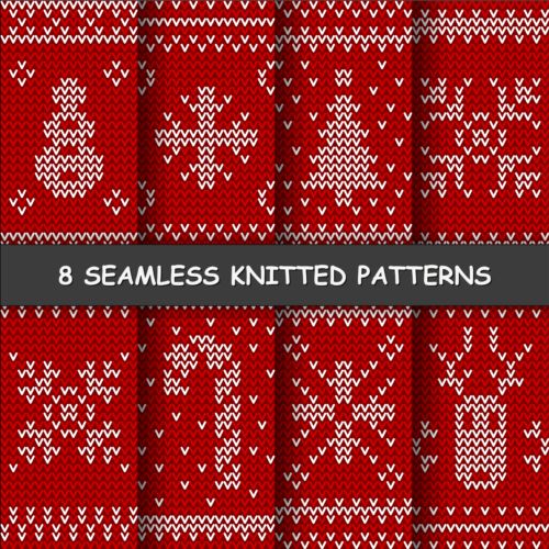Red and white knitted pattern seamless vector 01  