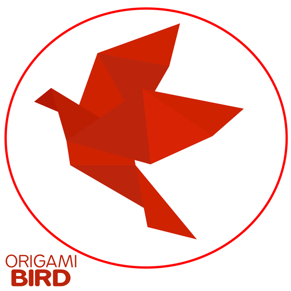 赤い折り紙鳥ベクトル素材 01  