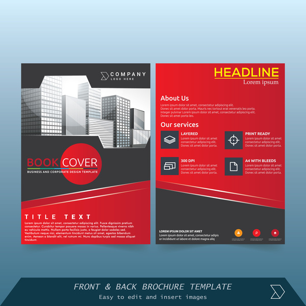 Styles rouges brochure couverture design vecteur 01  