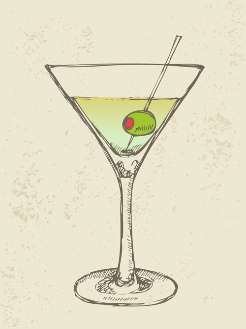 Retro cocktail design vector set 06  