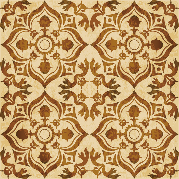 Retro kaleidoscope floral seamless pattern vector 10  