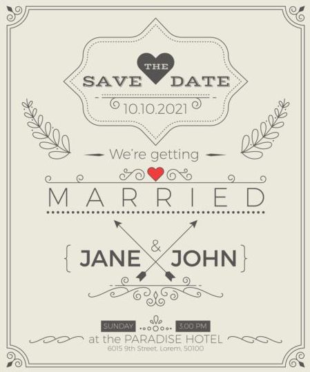 Set of wedding invitation cards template vector 02  