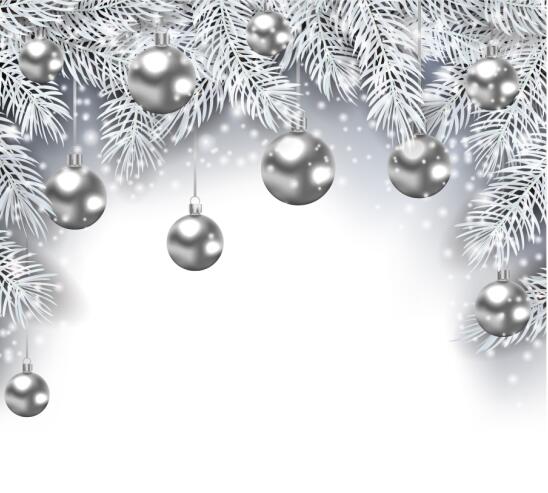 Silver christmas ball decor background vector graphic  