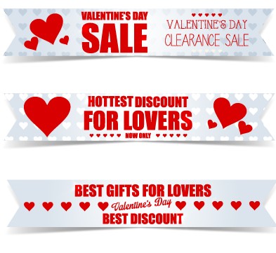 Valentine Day big sale vector banners set 03  