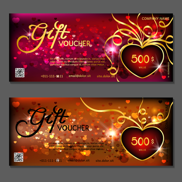 Valentine day gift vouchers template vector 06  