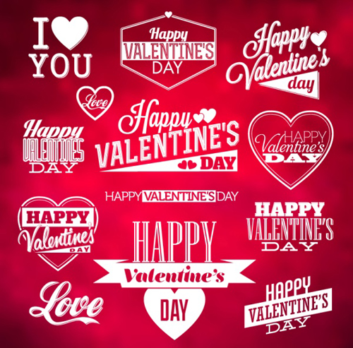 Valentine day wordArt logos with labels vector  