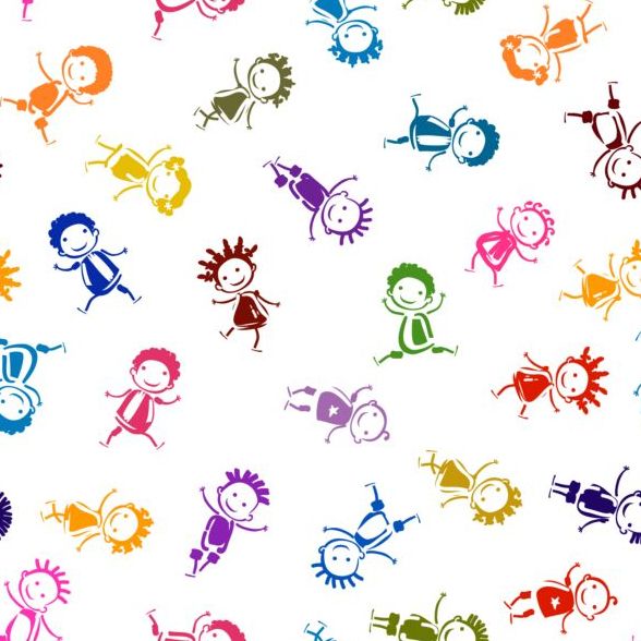 Vector happy children seamless pattern material 07  