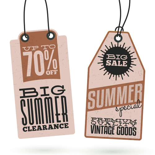 Vintage cardboard summer discount tags vector 02  