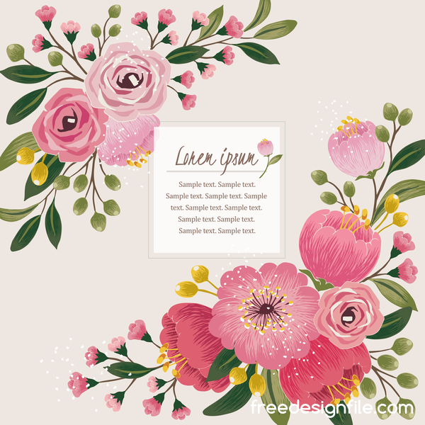 Vintage flower with greeting card for your text design vector 05  