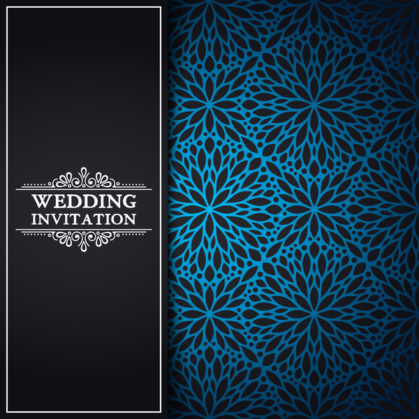 Wedding invitation with oriental pattern vector  