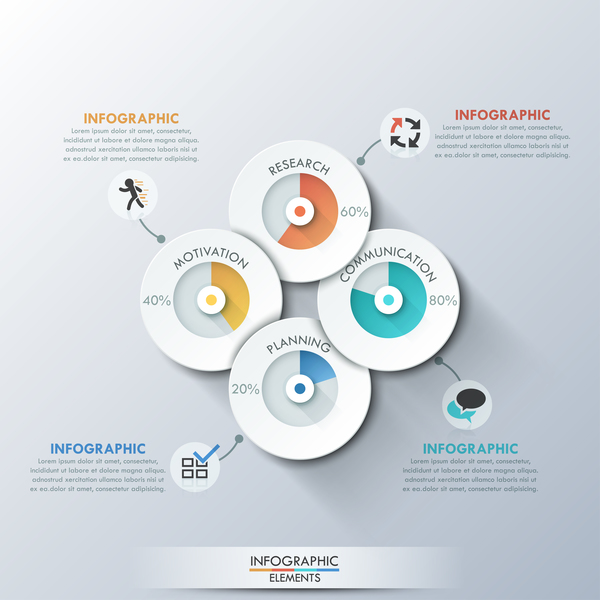 White Circles Infographics template vector 07  