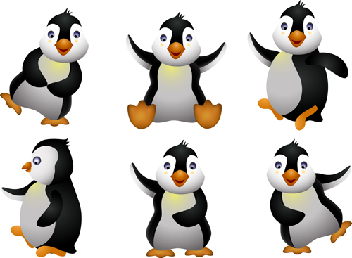 Funny penguins design elements vector 02  