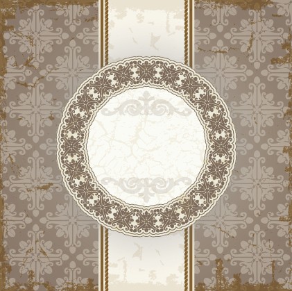 Vintage floral background with round frame vector 03  