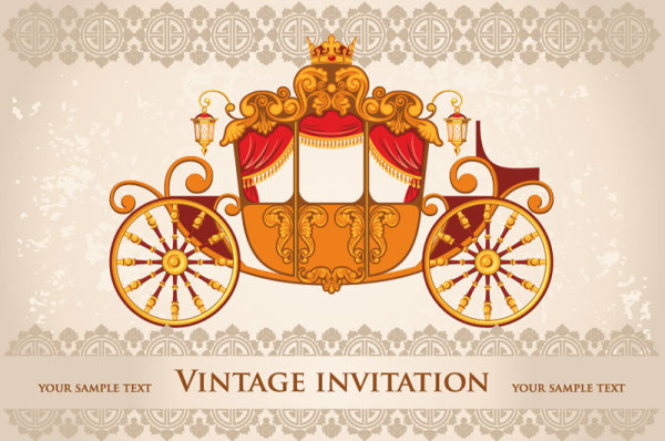 vintage invitation cards background vector 02  