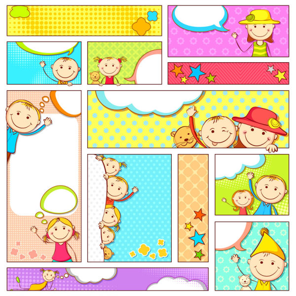 Set of cartoon baby elements vector  