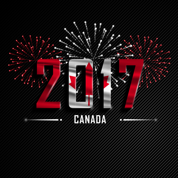 2017 Neujahr Kanada-Vektorhintergrund  