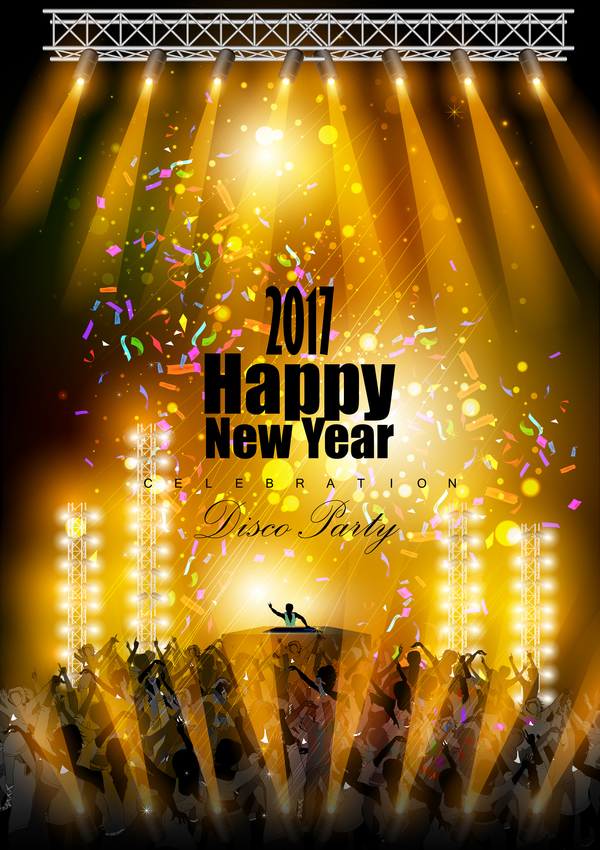 2017 new year night party poster template vectors 10  