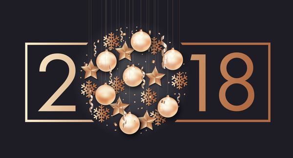 Neues Jahr 2018 mit kreativem Designvektor des Weihnachten 02  