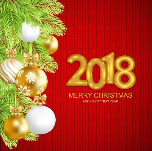 2018 nouvel an avec le vecteur de fond de tissu rouge de Noël  