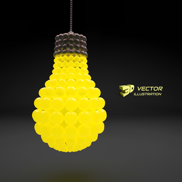3D lightbulb illustration with idea template vector 02  