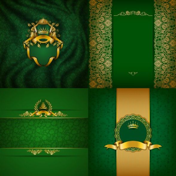 4 kind green luxury background vector  
