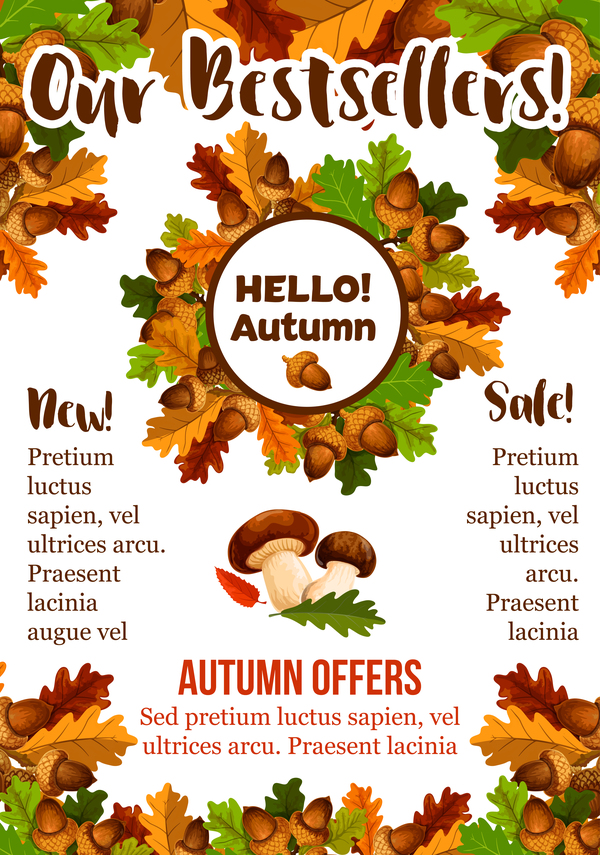 Affiche d'offre automne avec vecteur de champignon  