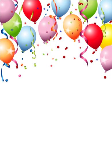 Birthday background colored confetti with balloon vector 01  