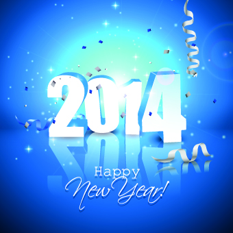 Blue style 2014 New Year christmas background vector 01  