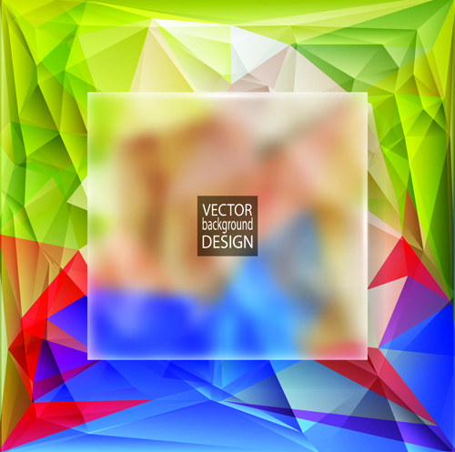 Blurs glass with polygonal backgrounds vector 06  