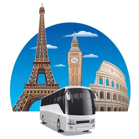 Bus tour vector material  