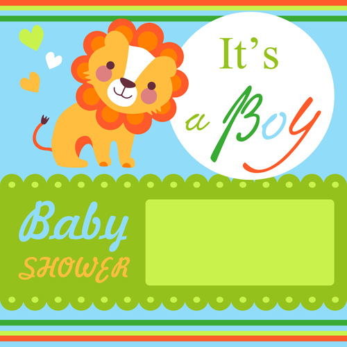 Cartoon Lion with baby card vector  