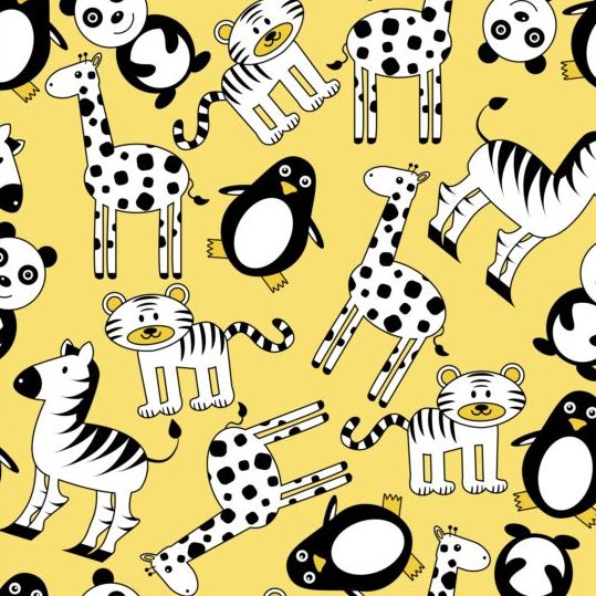 Cartoon animal seamless pattern vector  