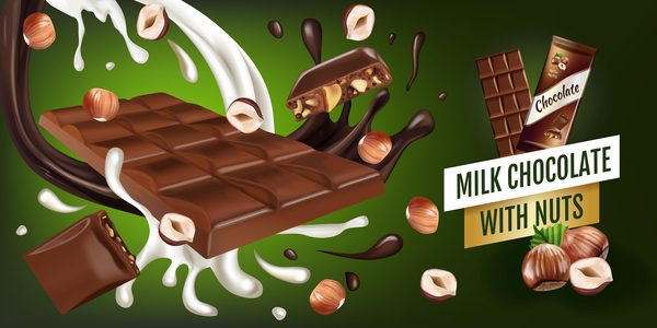 Anzeigen-Plakatschablonenvektor 02 der Schokolade süßes Lebensmittel  