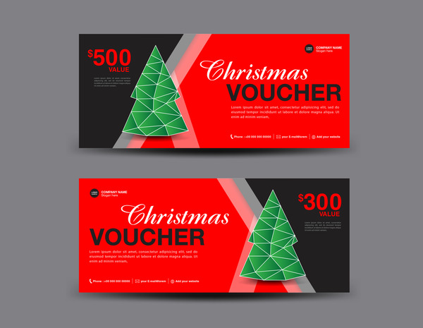 Christmas Voucher coupon card template vector 05  