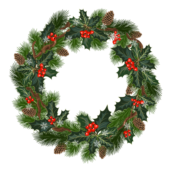 クリスマスの装飾の花輪のイラストベクトル03  
