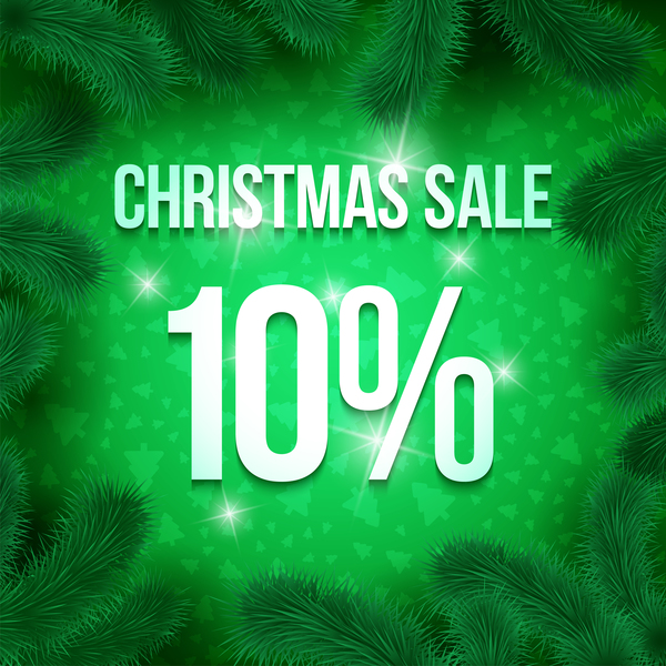 Christmas sale template with pine frame vector 01  