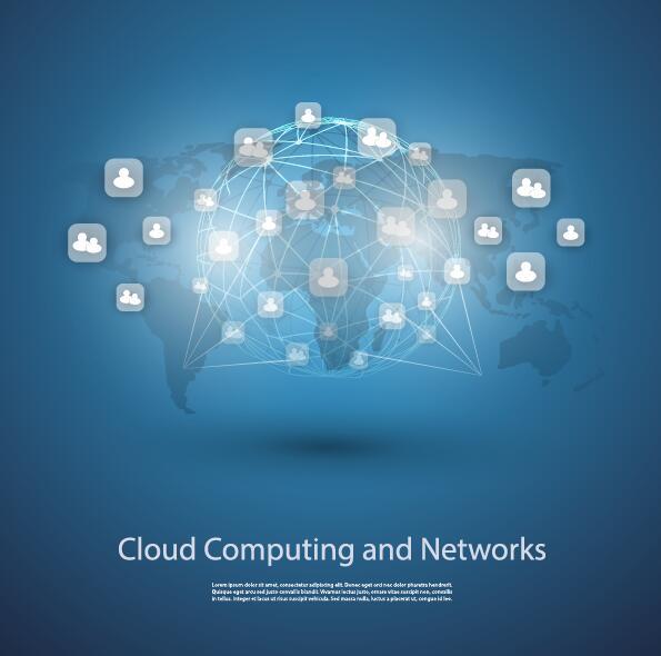 Cloud computer and network business template vector 01  