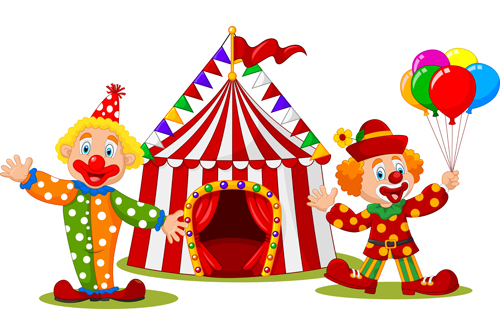 Clowns with circus vector  