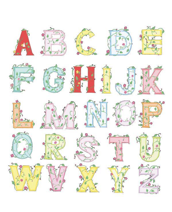 Alphabet coloré avec le vecteur de fleur  