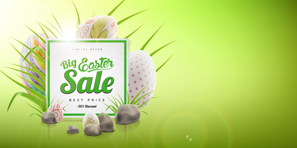 Colored egg with easter sale background vector 04  