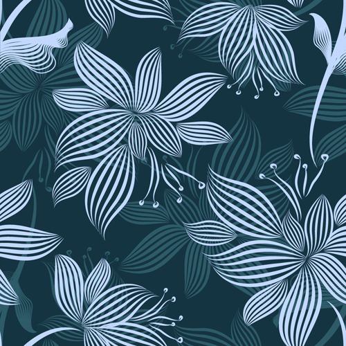 Elegant flower art pattern seamless vector 02  