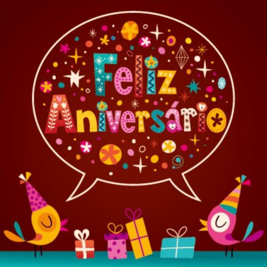 Feliz Aniversario Portuguese Happy Birthday card vector  