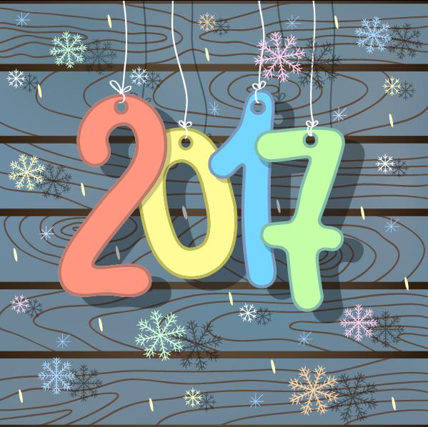 Divertente 2017 Capodanno e buon Natale vettoriali carte  