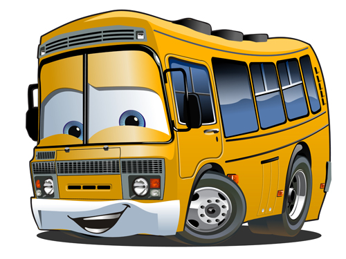 Funny cartoon bus vector set 07  